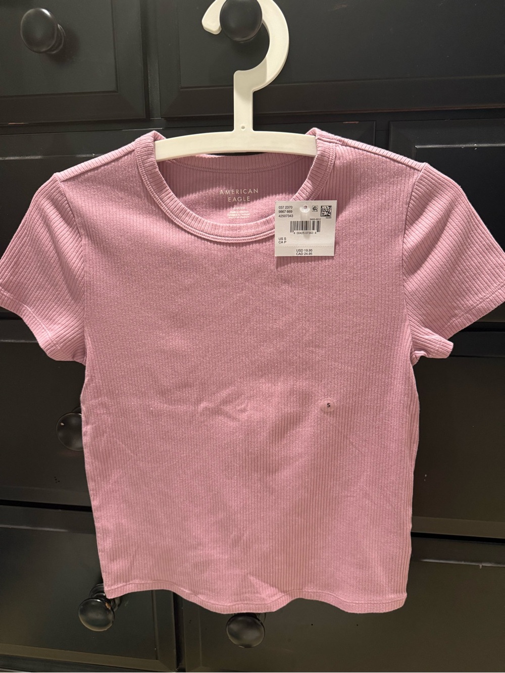 American Eagle Outfitters Ribbed Tee - Light Mauve Pink